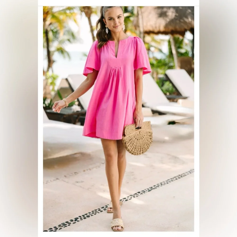 Rose Red Cotton Dress Flutter Sleeve Mint Julep Boutique NWT Medium